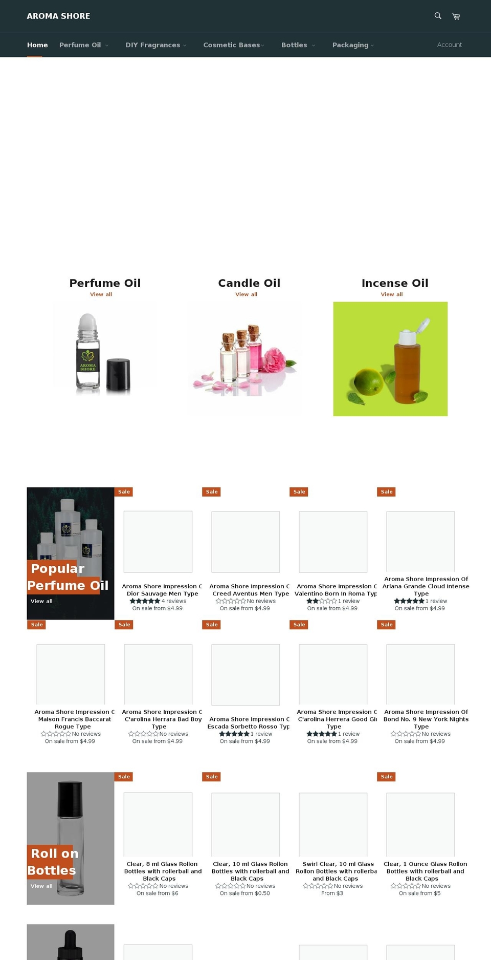 aromashore.com shopify website screenshot