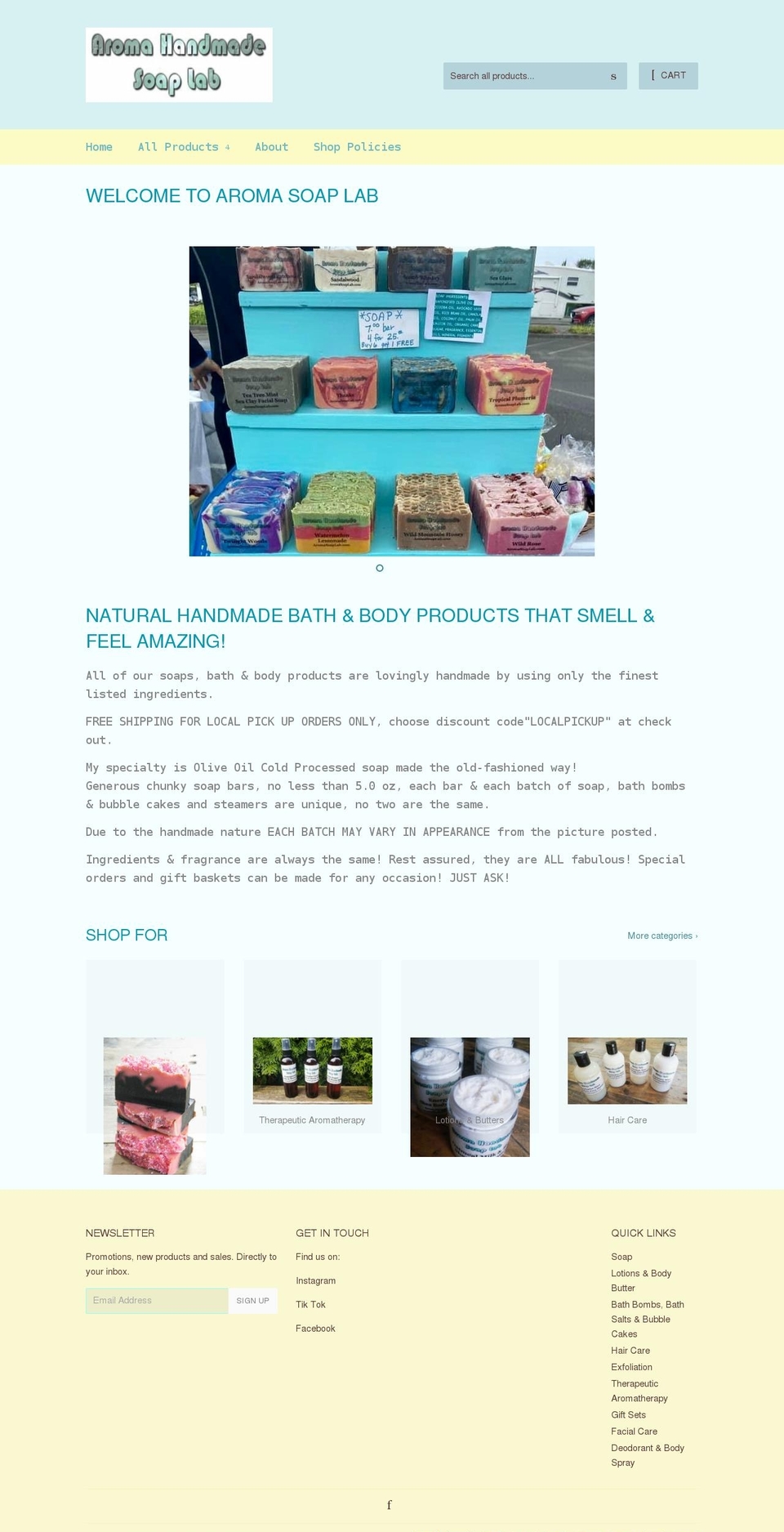 aromasoaplab.com shopify website screenshot