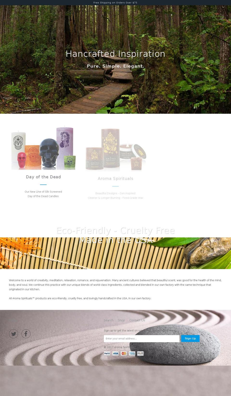 aromaspirituals.com shopify website screenshot