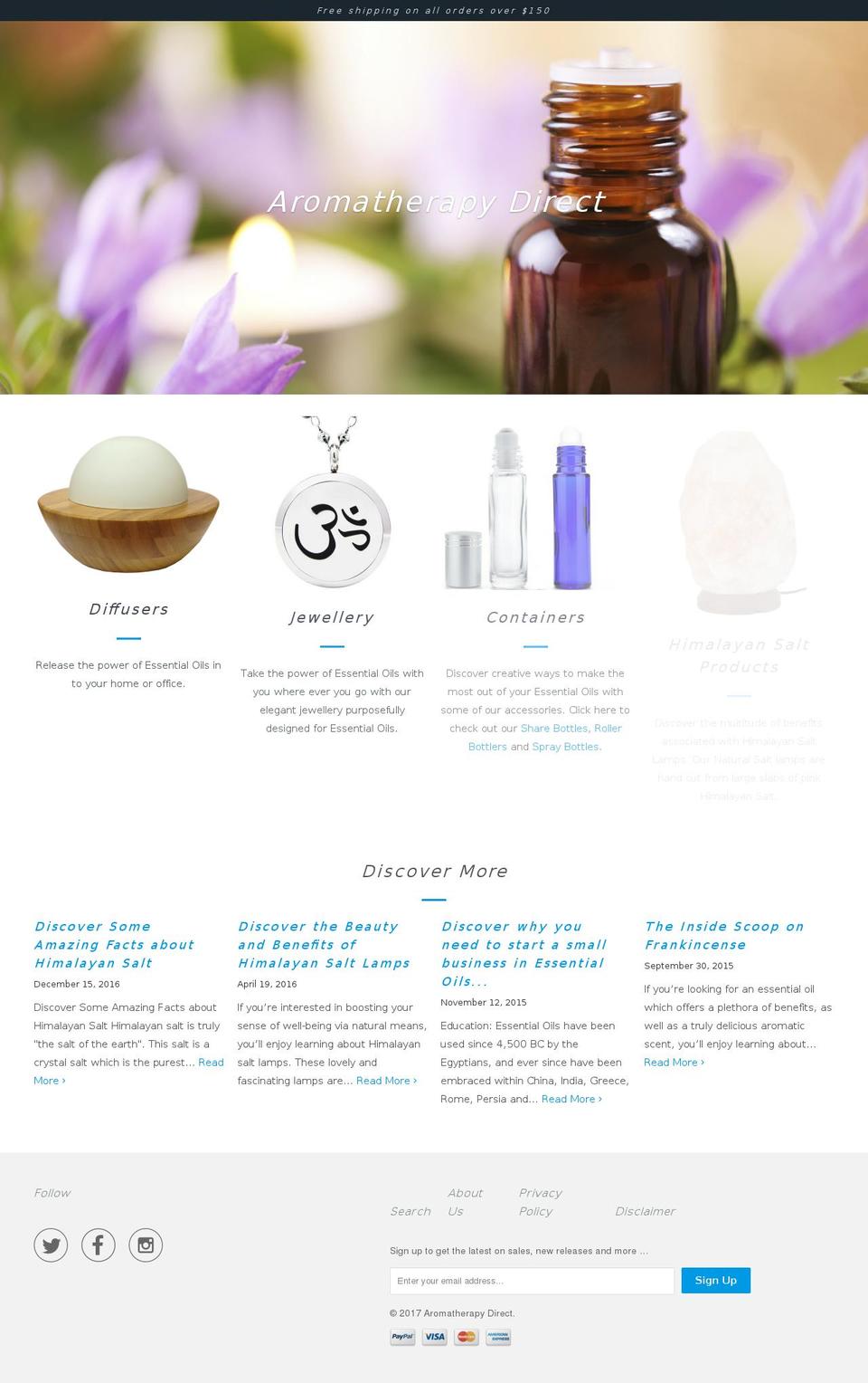 aromatherapydirect.com.au shopify website screenshot