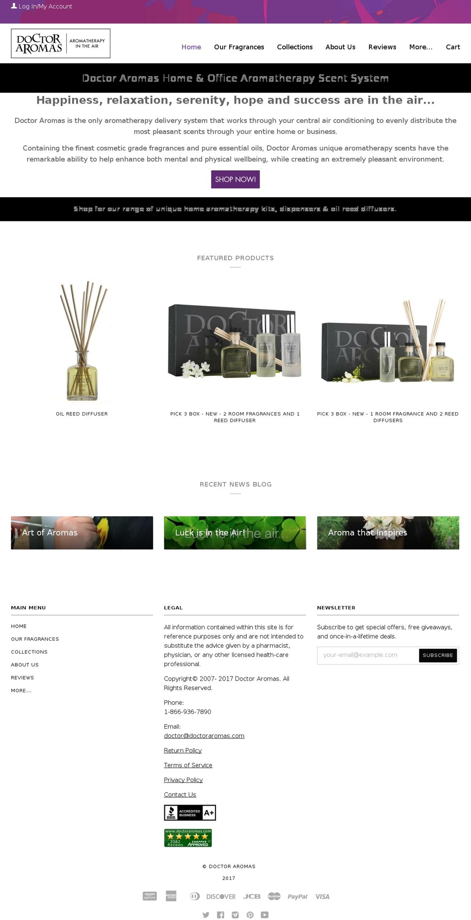 aromatherapyhomesystem.com shopify website screenshot