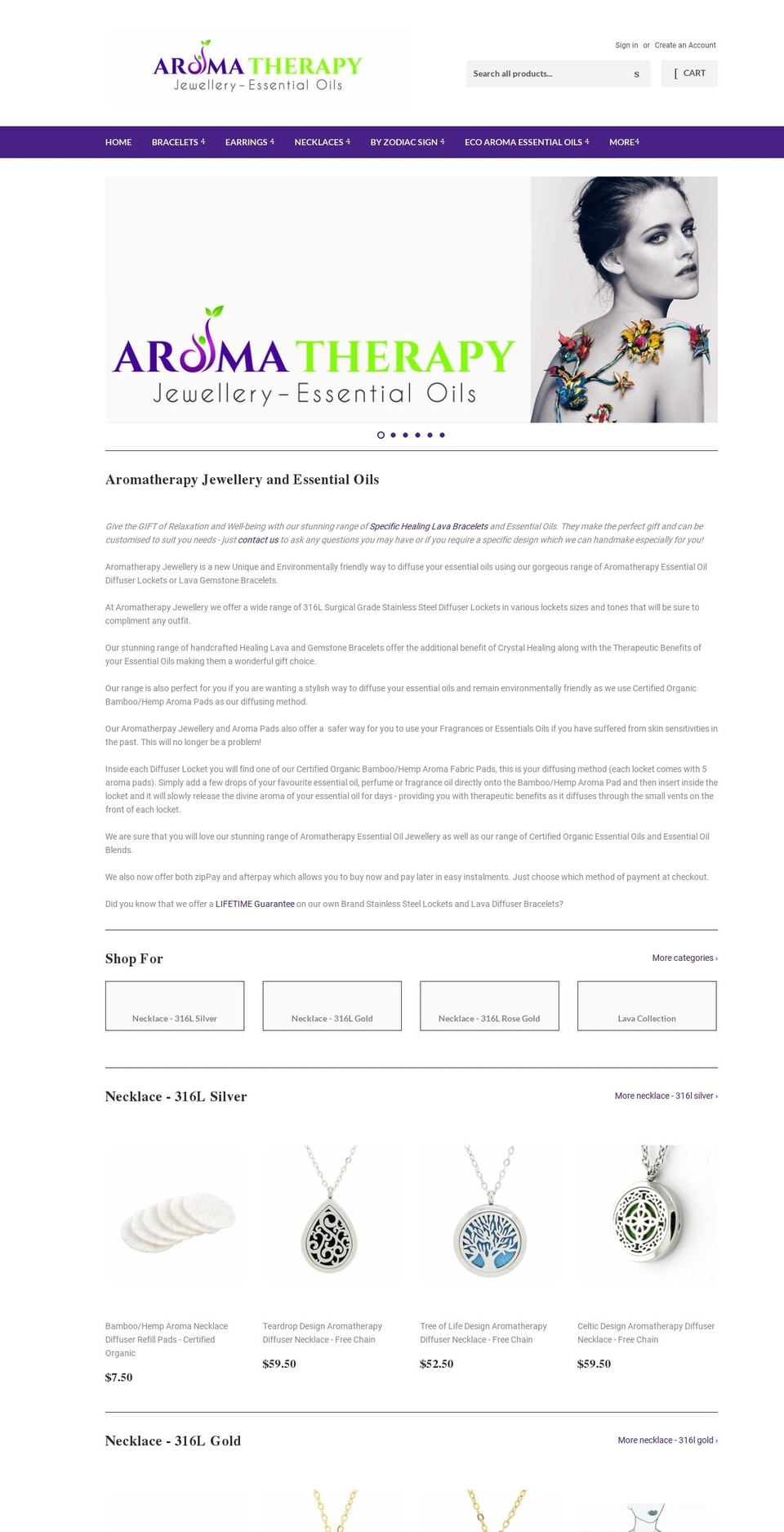 aromatherapyjewellery.com.au shopify website screenshot