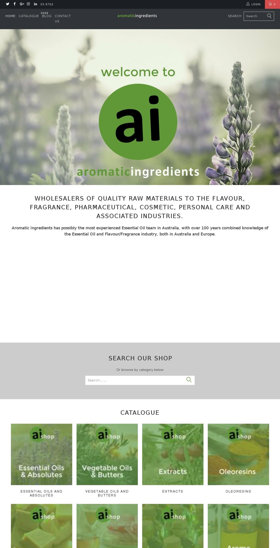 aromaticingredients.com.au shopify website screenshot