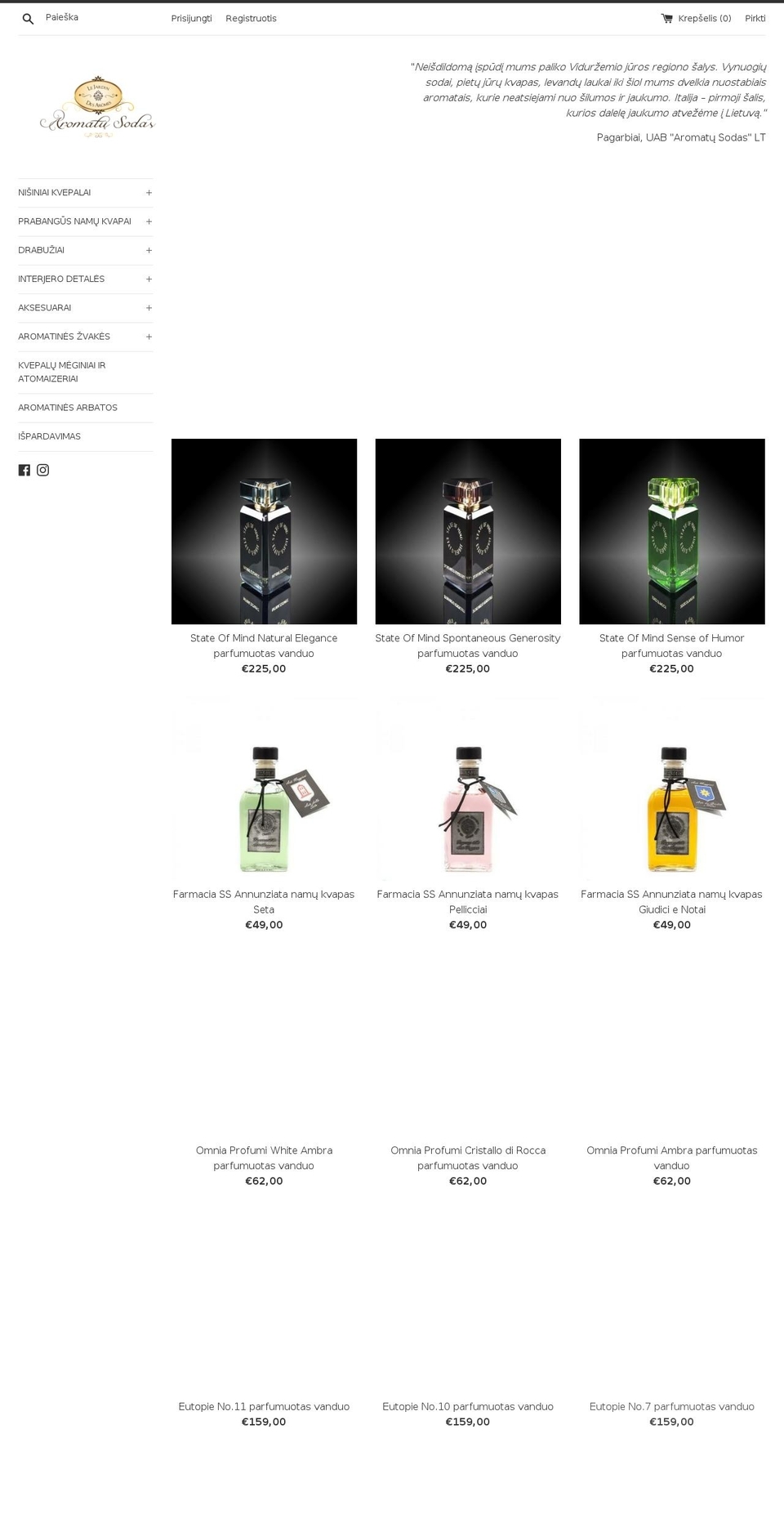 aromatusodas.lt shopify website screenshot