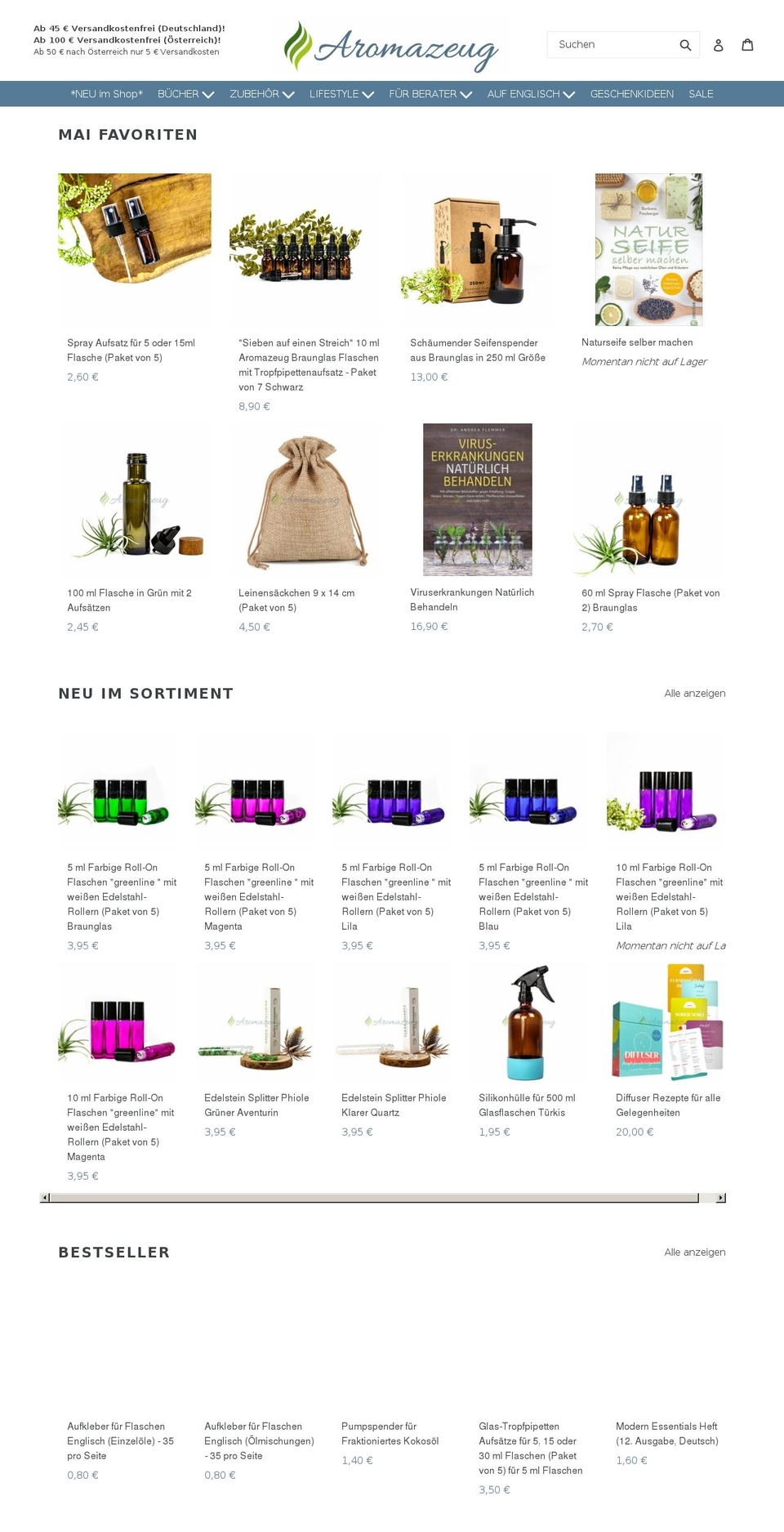 aromazeug.de shopify website screenshot