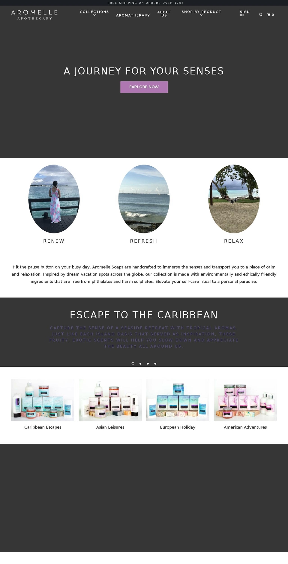 aromelleapothecary.com shopify website screenshot