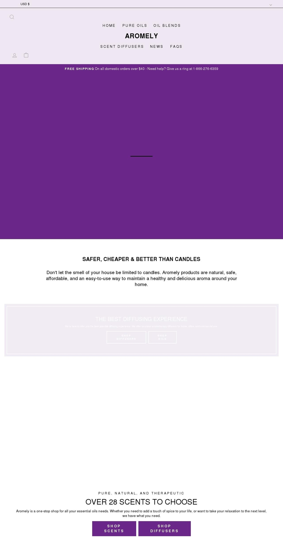 aromely.com shopify website screenshot