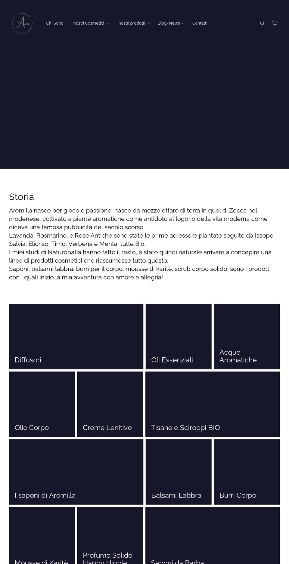 aromilla.it shopify website screenshot