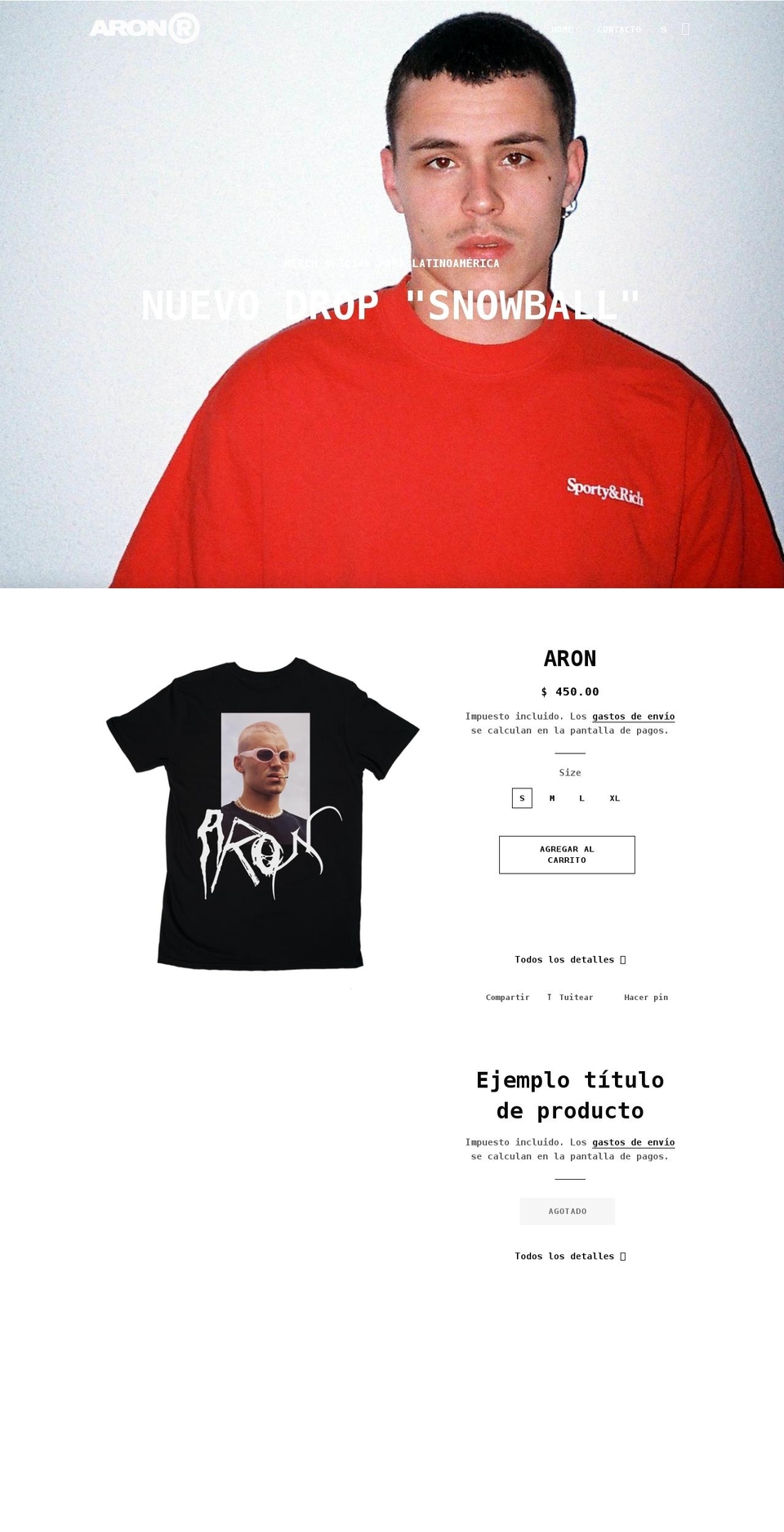 aronlatam.shop shopify website screenshot