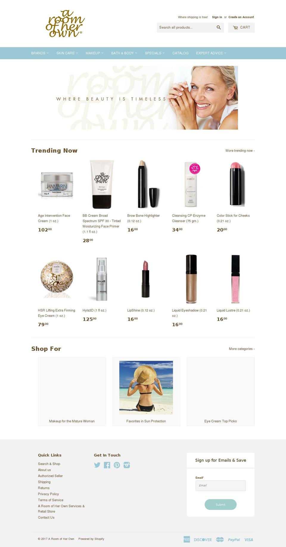 aroomofherown.com shopify website screenshot