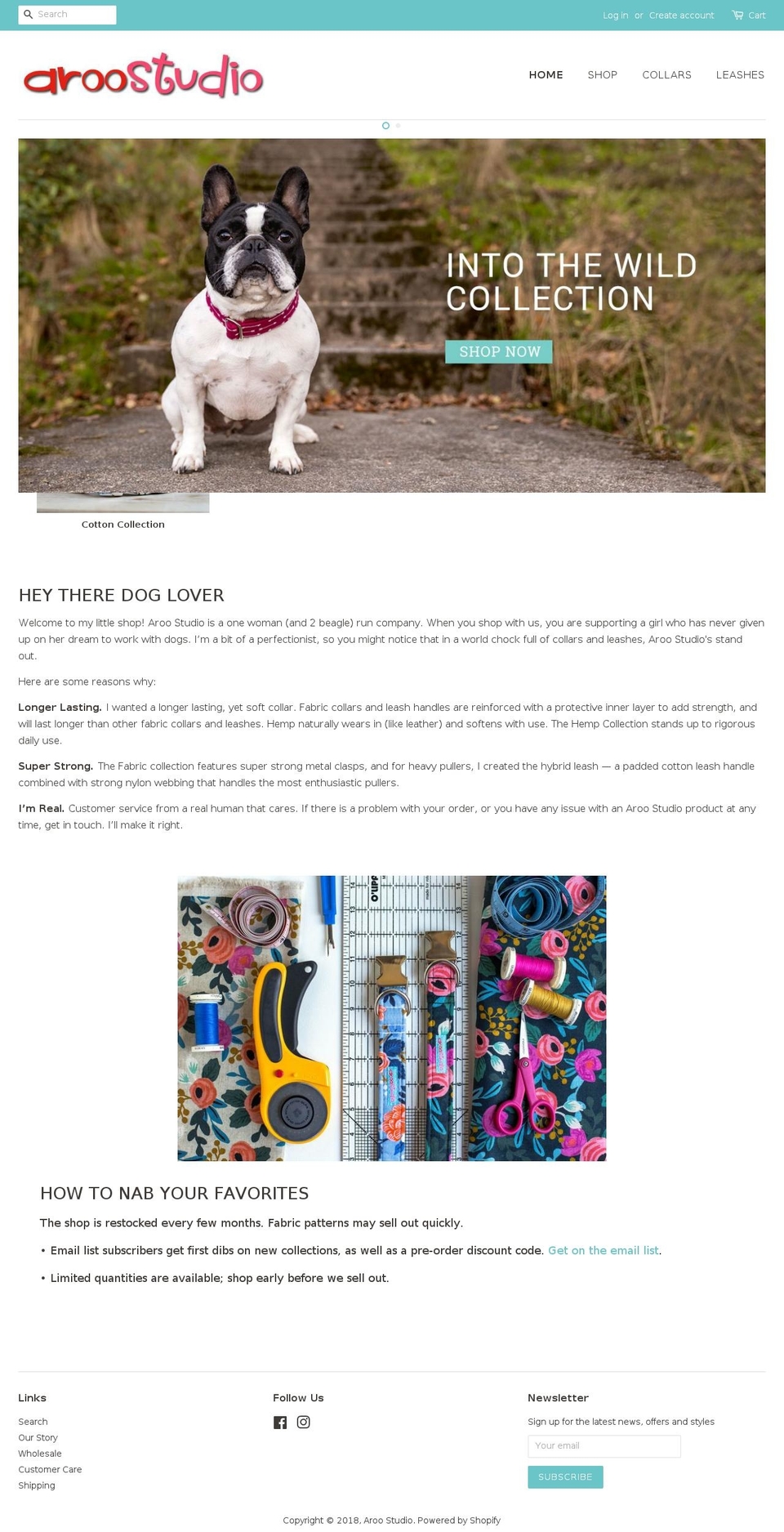aroostudio.com shopify website screenshot