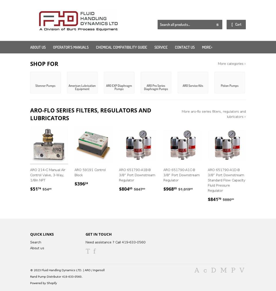 aropumpsupply.com — Shopify storefront screenshot