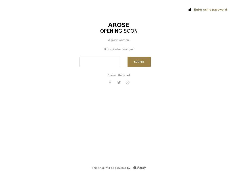 aroseapparel.com — Shopify storefront screenshot