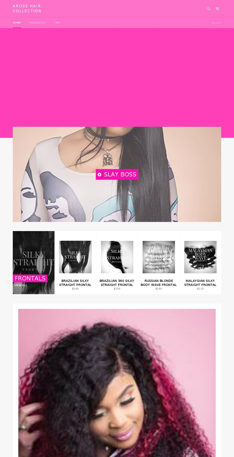arosehaircollection.com — Shopify storefront screenshot