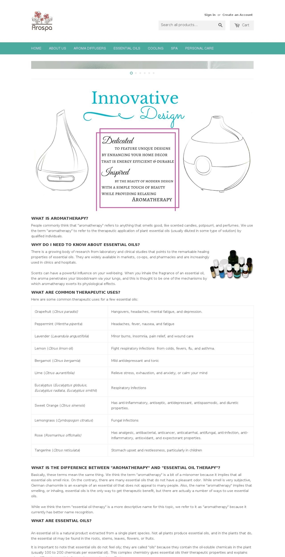 arospa.com shopify website screenshot