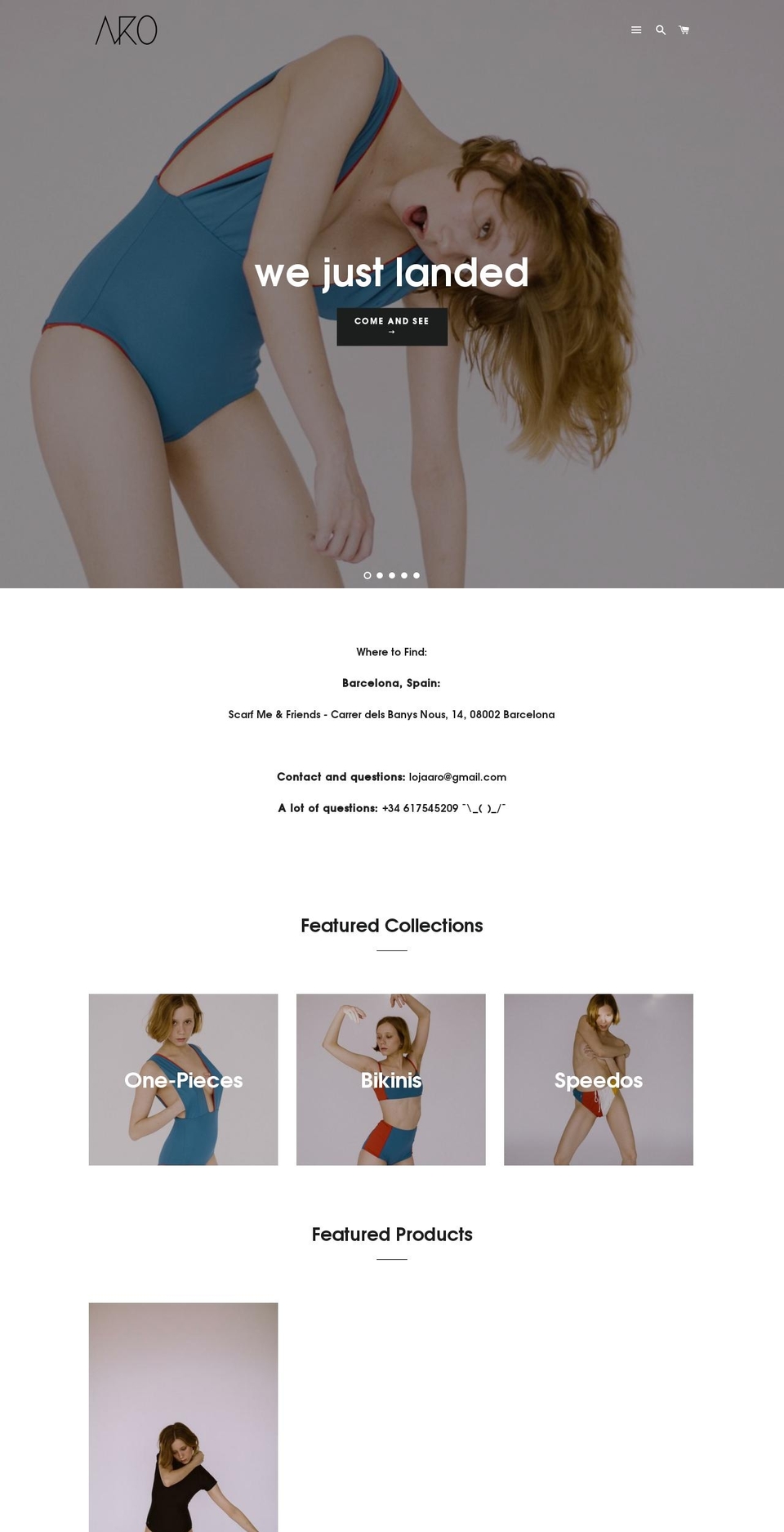 aroswimwear.com — Shopify storefront screenshot