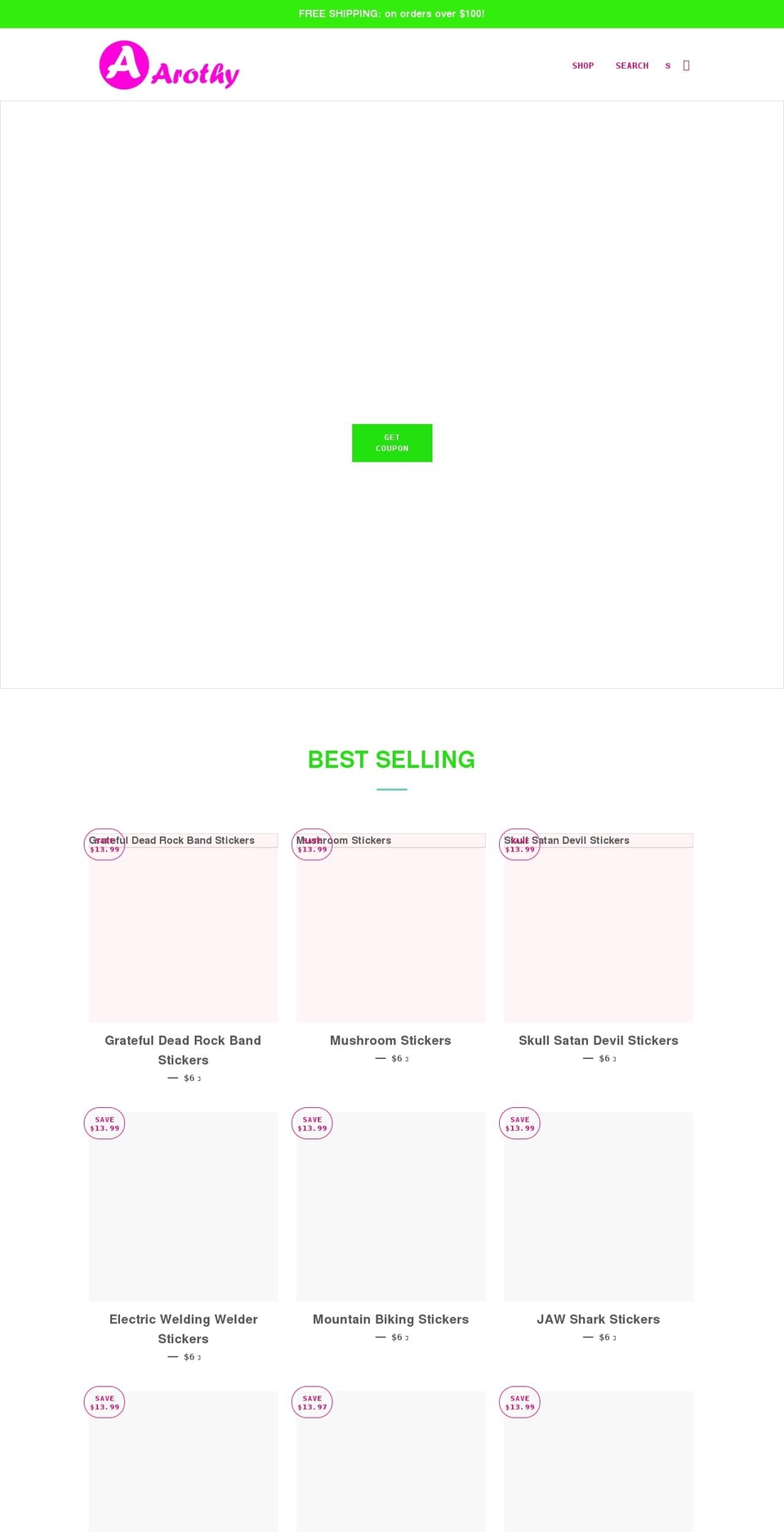 arothy.com shopify website screenshot