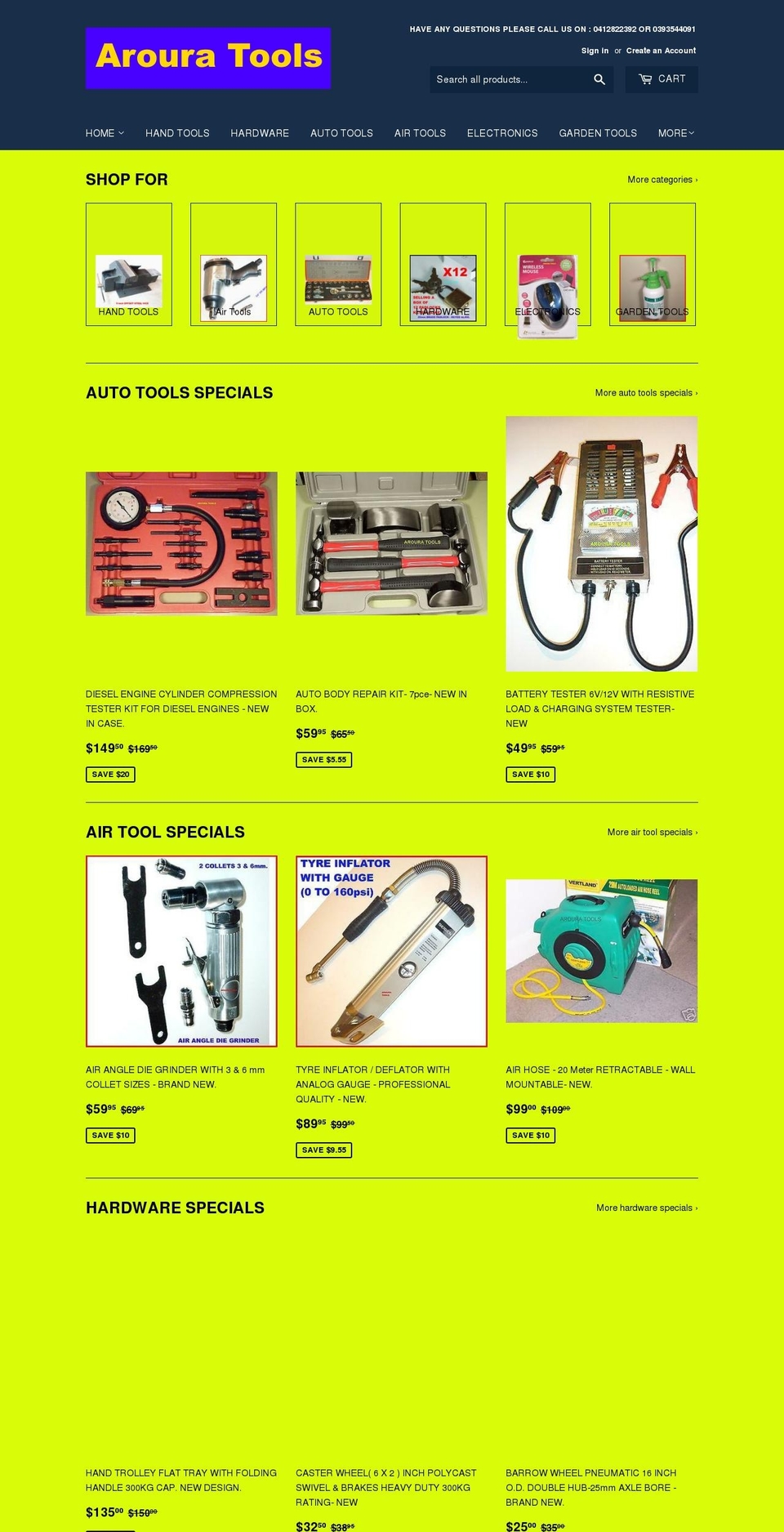 aroura-tools.com shopify website screenshot