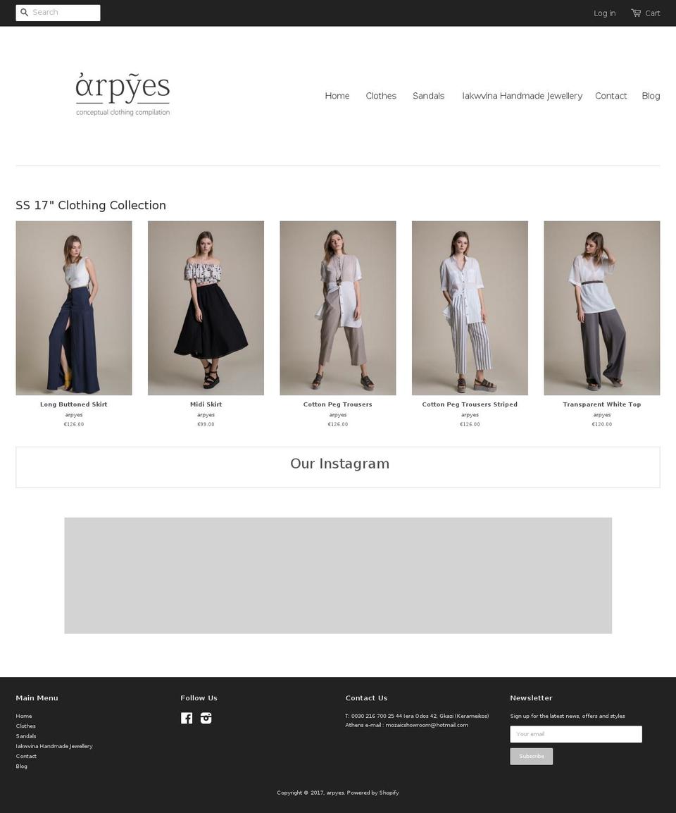 arpyes.com shopify website screenshot