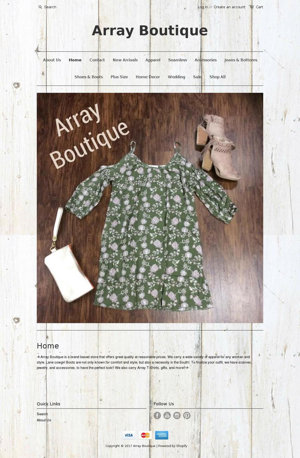 array-boutique.com shopify website screenshot