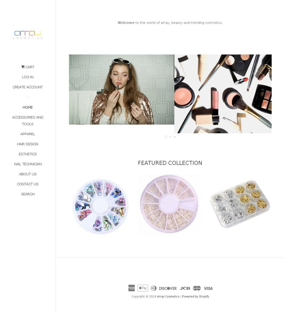 arraycosmetics.com — Shopify storefront screenshot