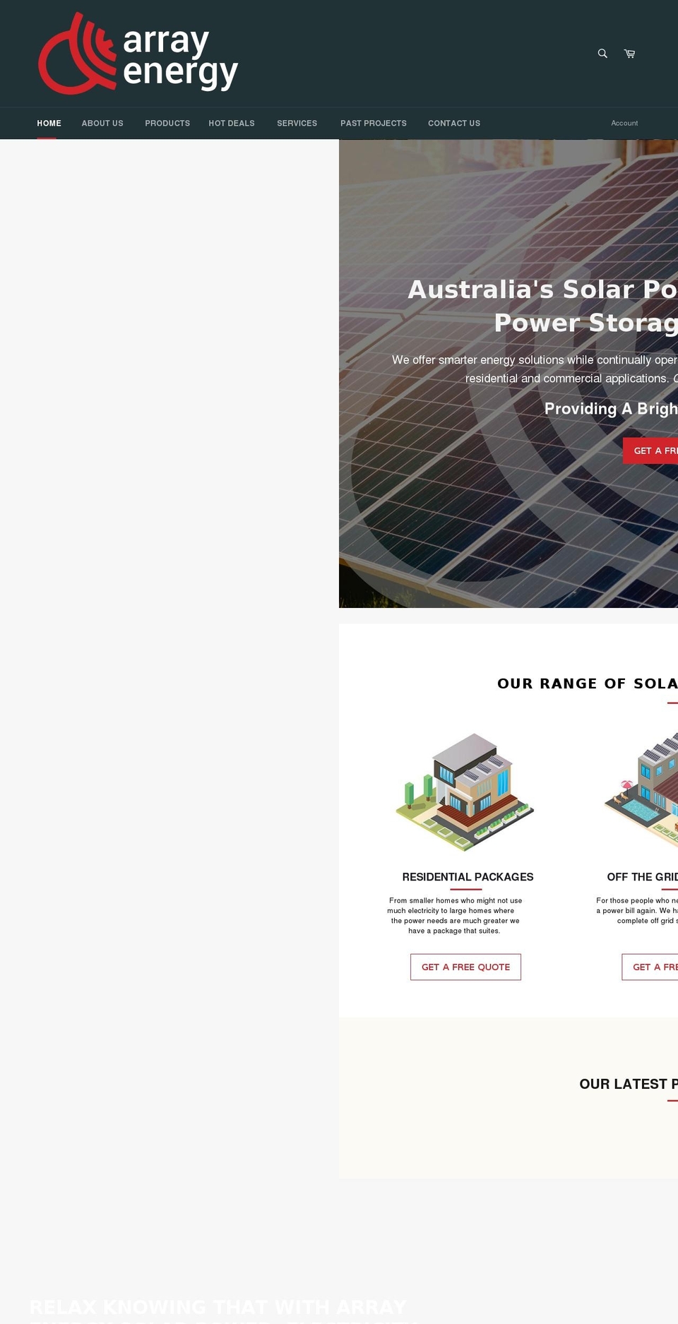 arrayenergy.com.au shopify website screenshot
