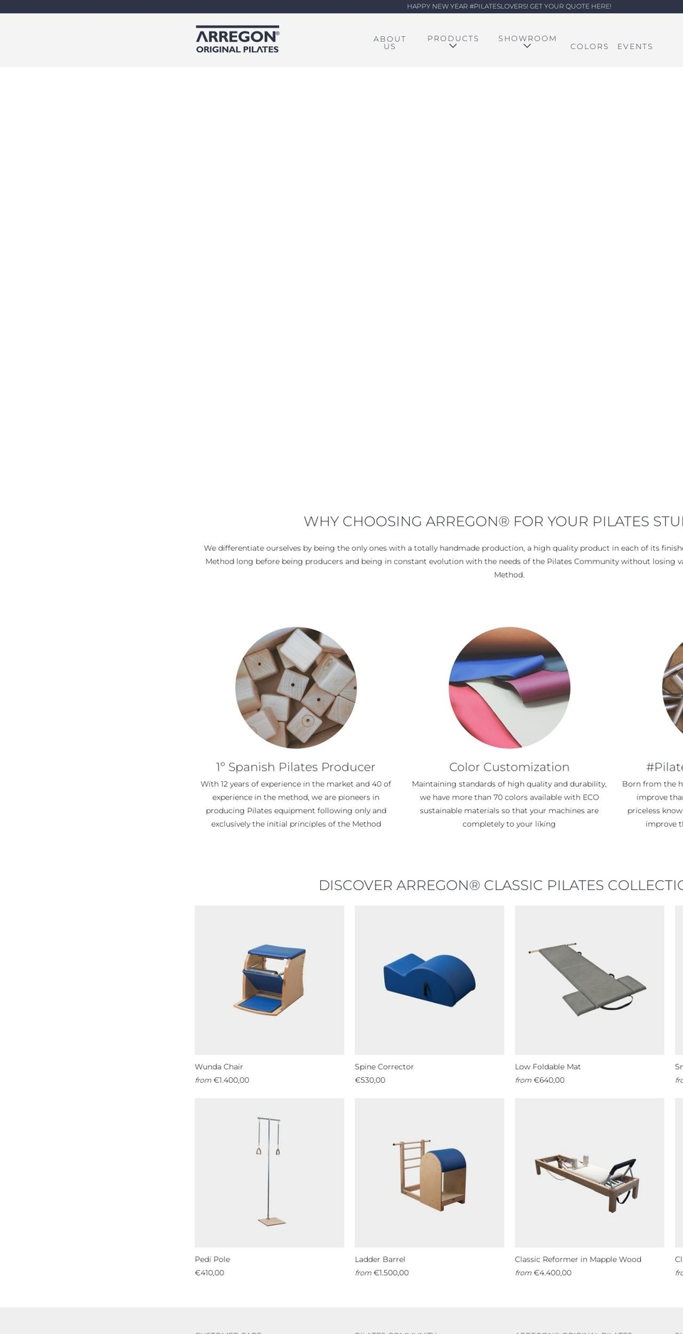 arregonpilates.com — Shopify storefront screenshot