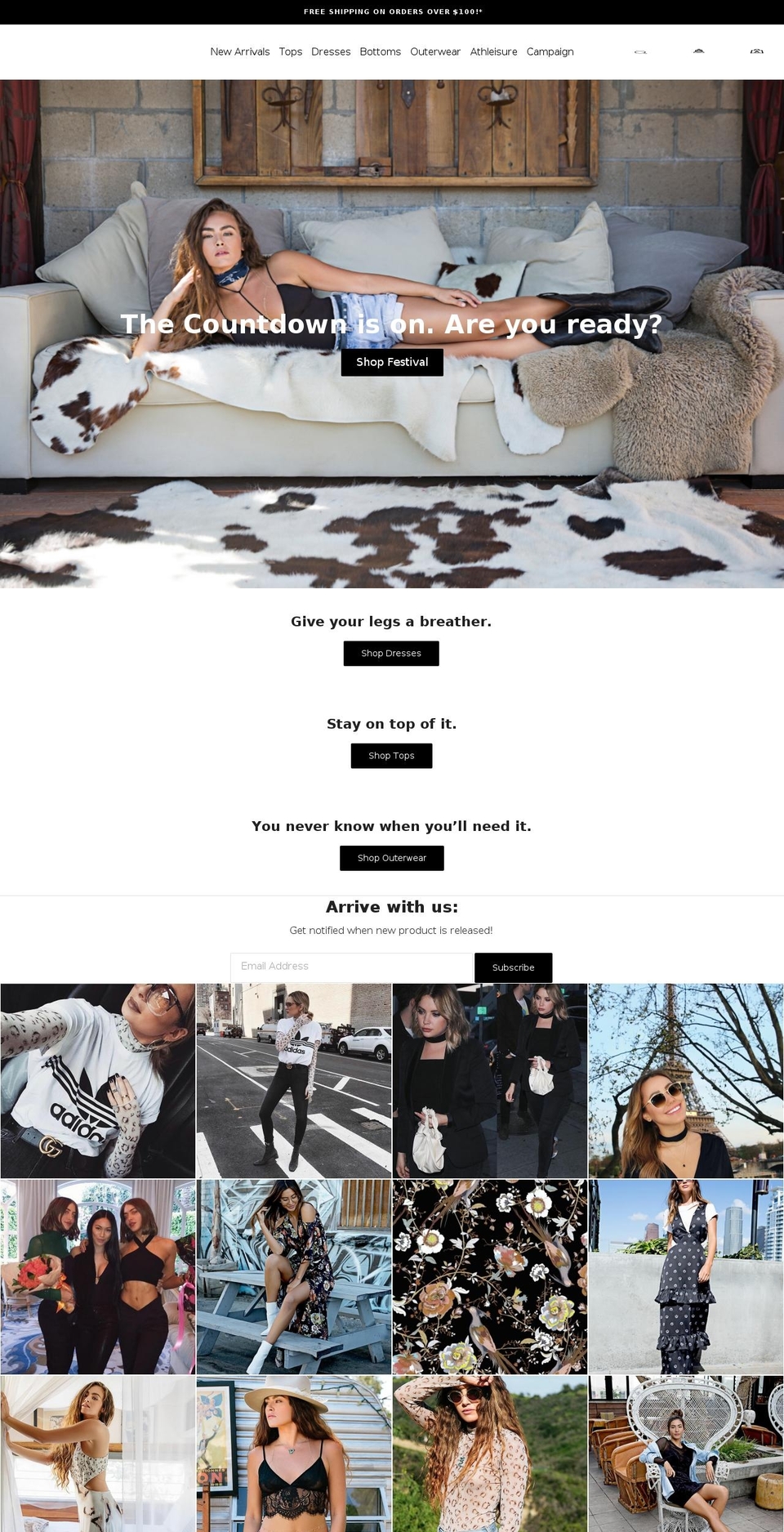 Ira Shopify theme site example arriveclothing.com