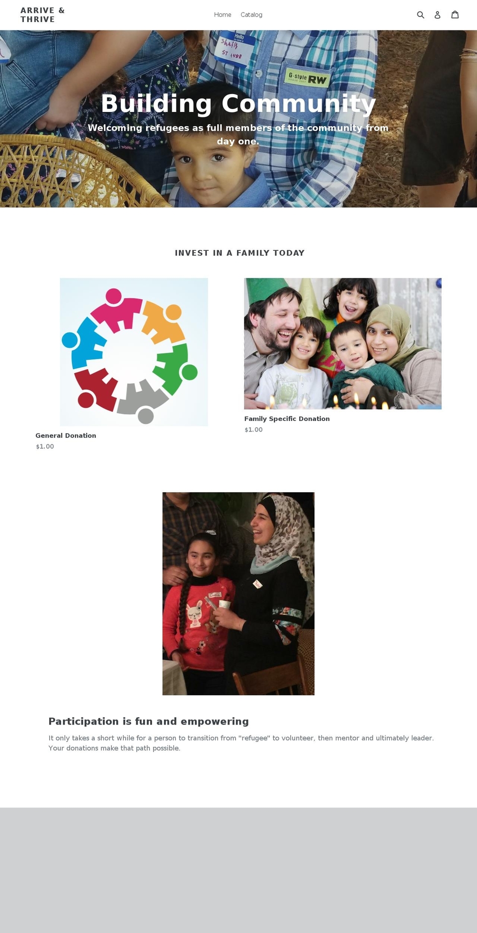 arriventhrive.org shopify website screenshot