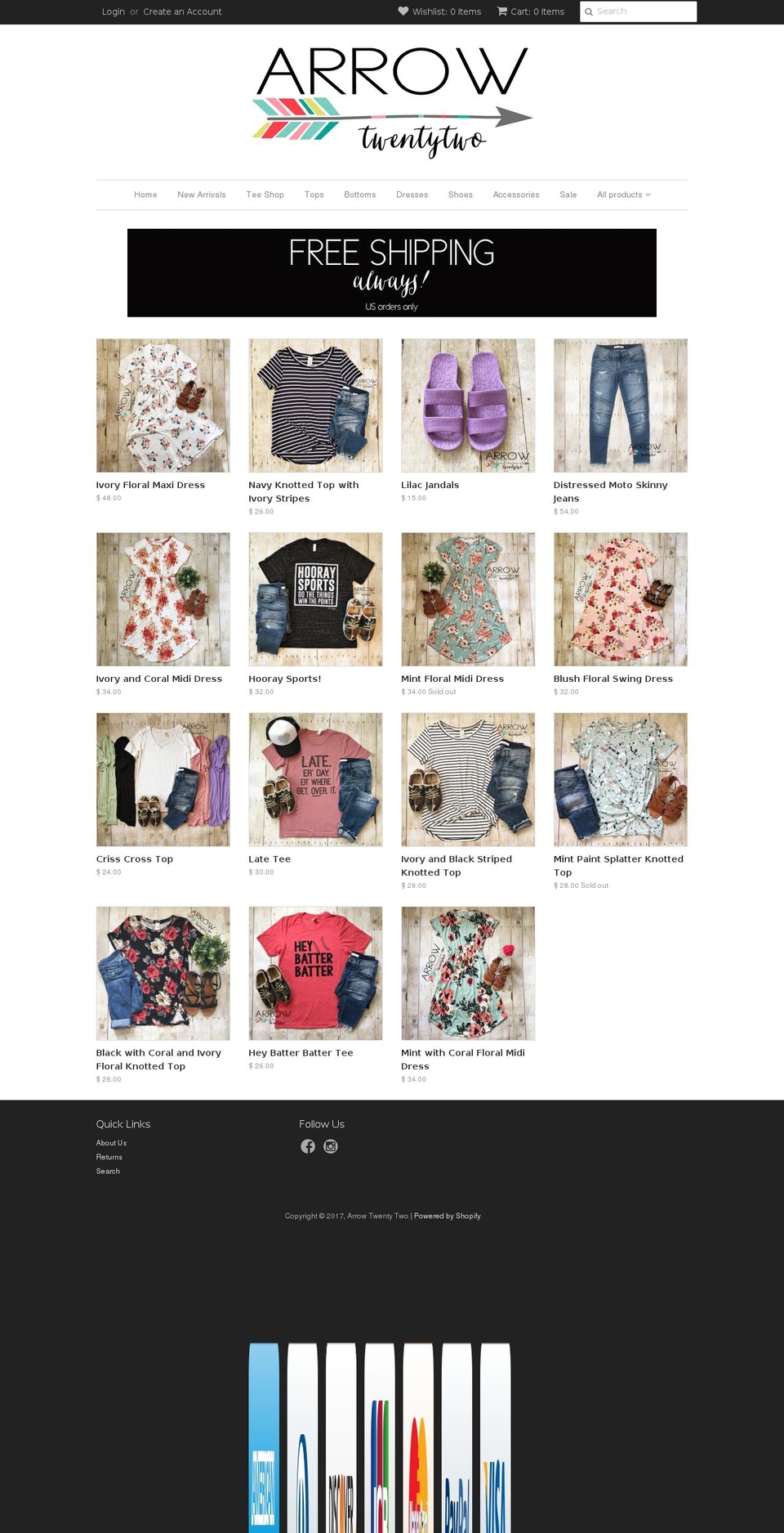 arrow22.com shopify website screenshot