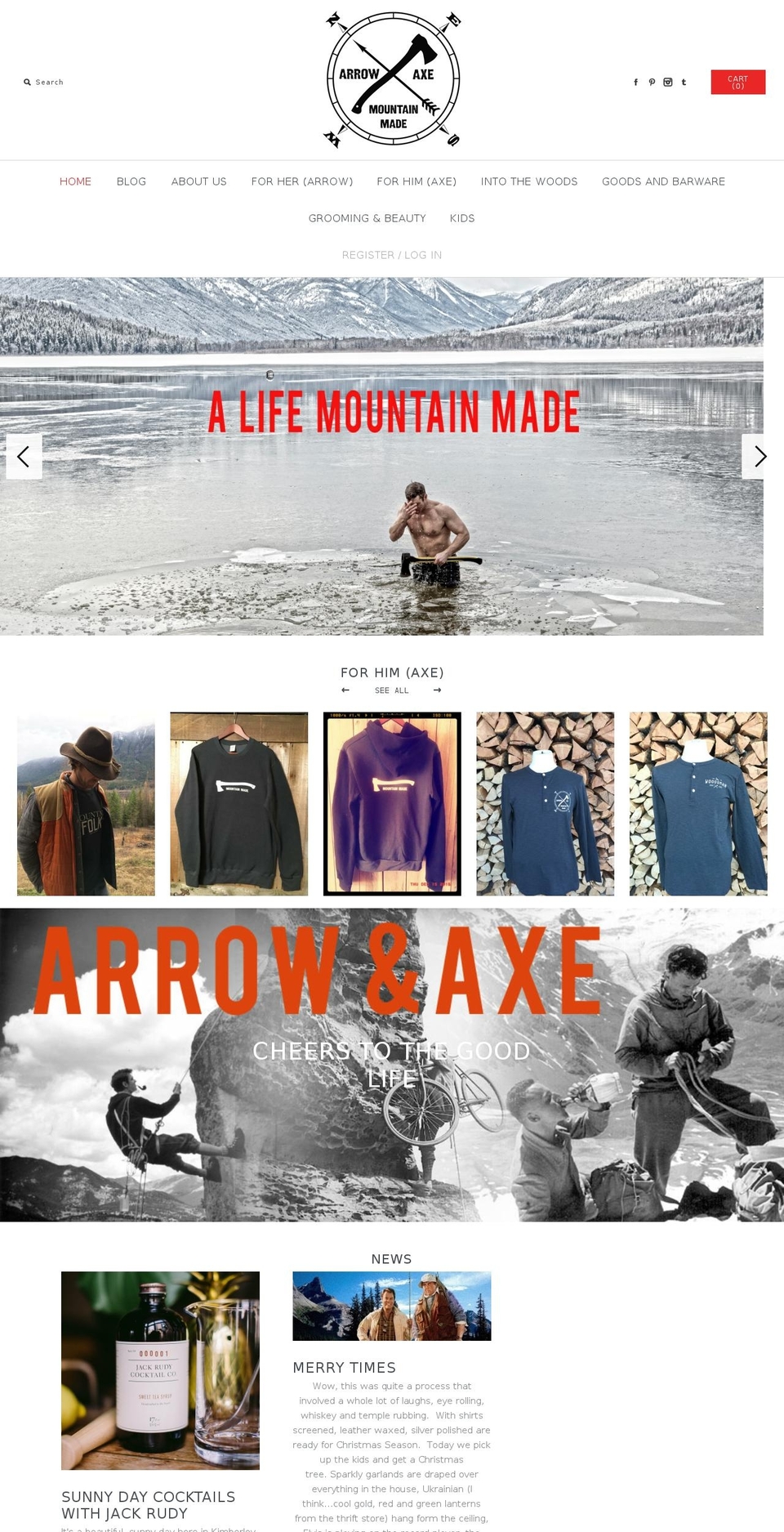 arrowandaxe.ca shopify website screenshot