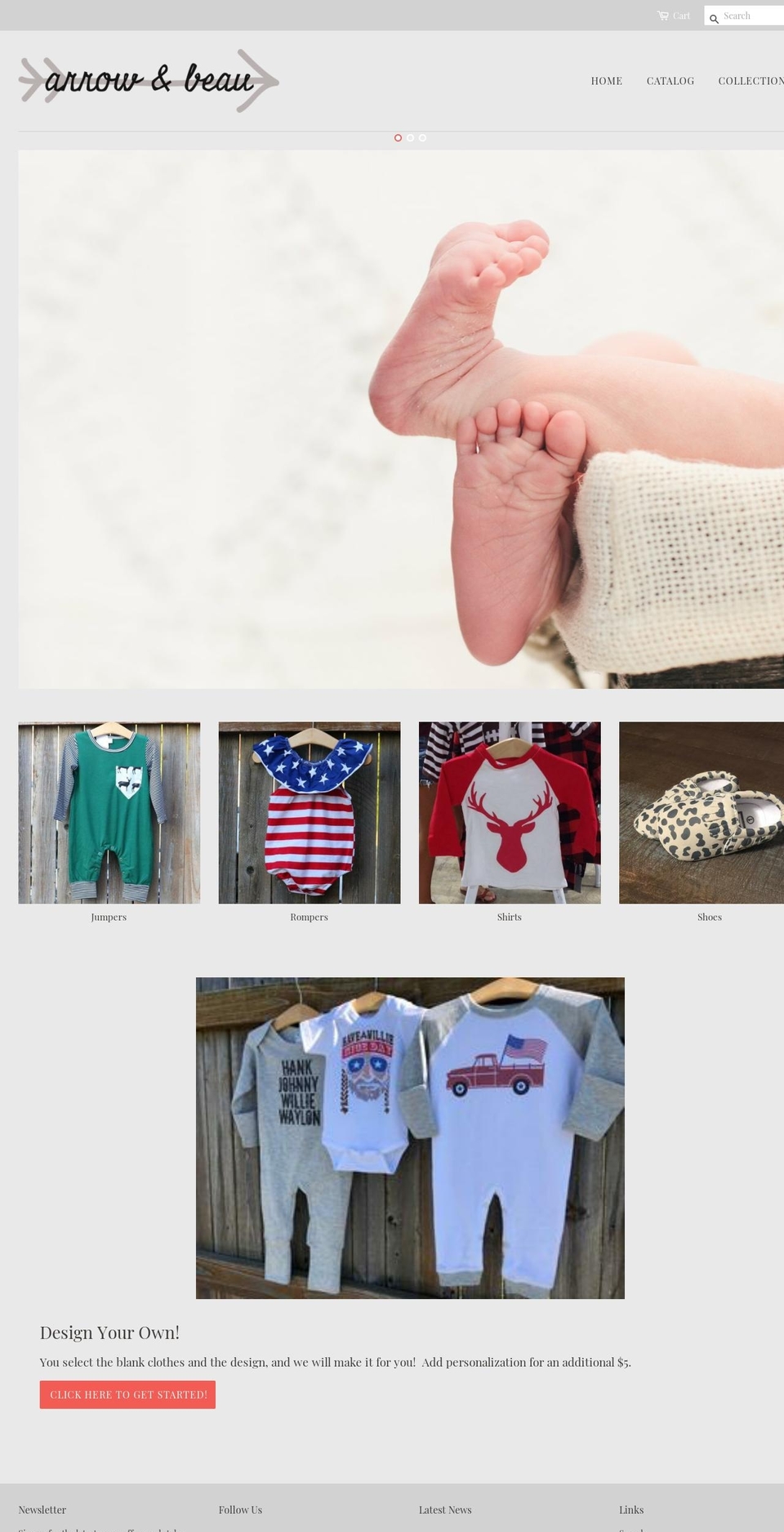 arrowandbeau.com shopify website screenshot