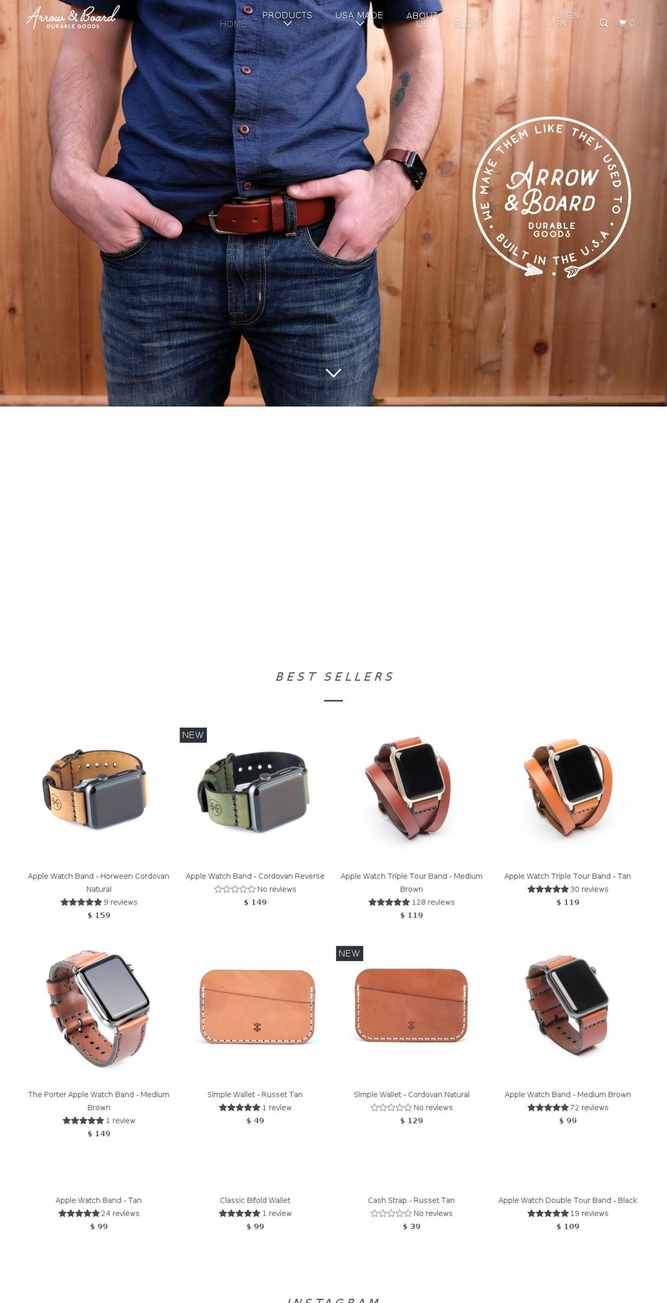 arrowandboard.com shopify website screenshot