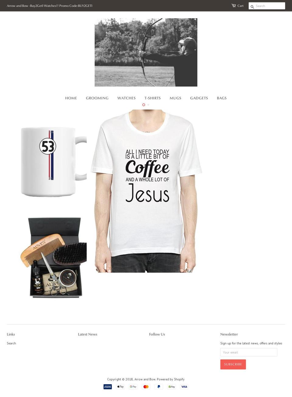 arrowandbowstore.com shopify website screenshot