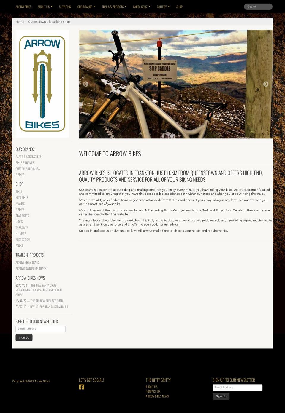 arrowbikes.co.nz shopify website screenshot