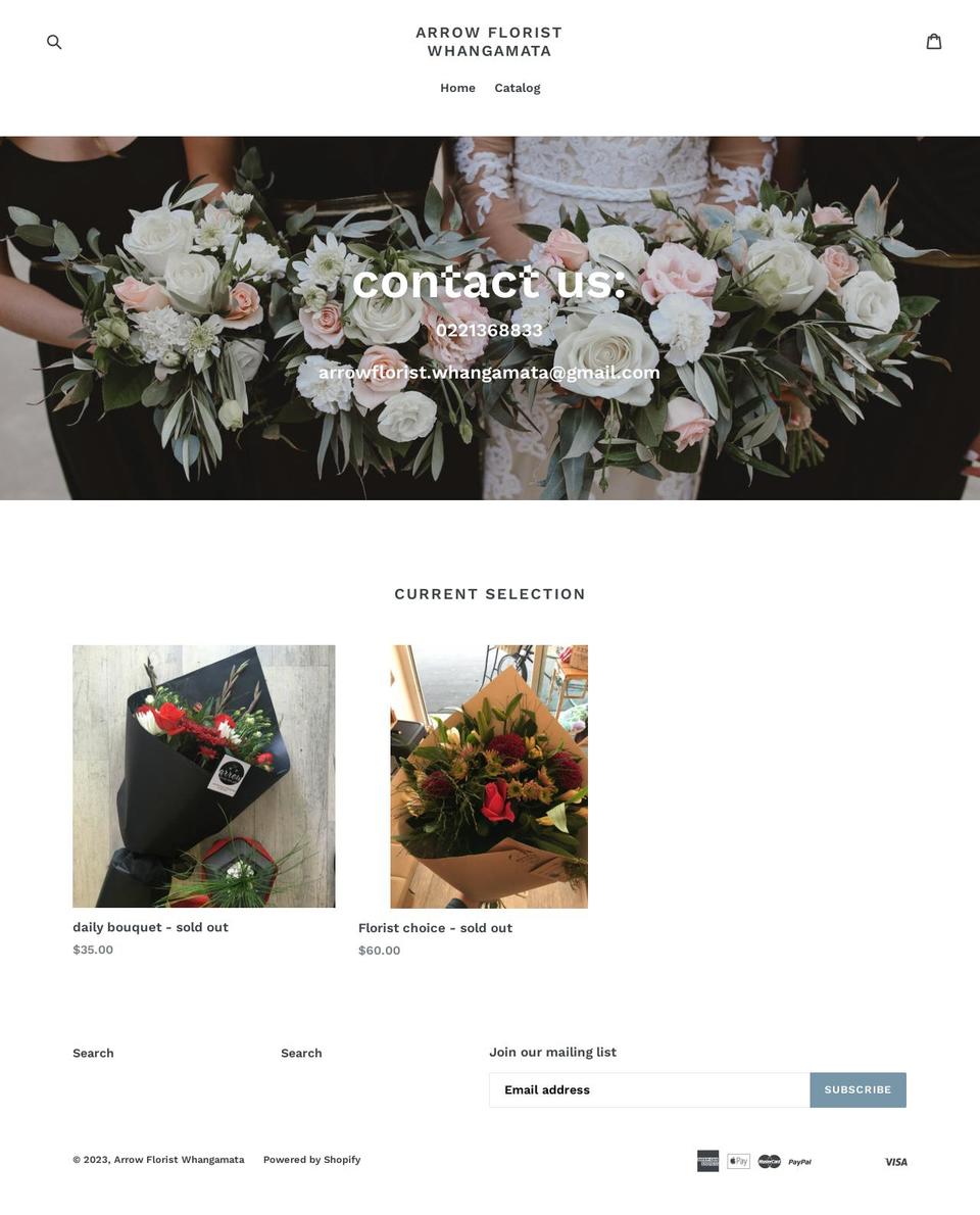 arrowflorist.nz shopify website screenshot