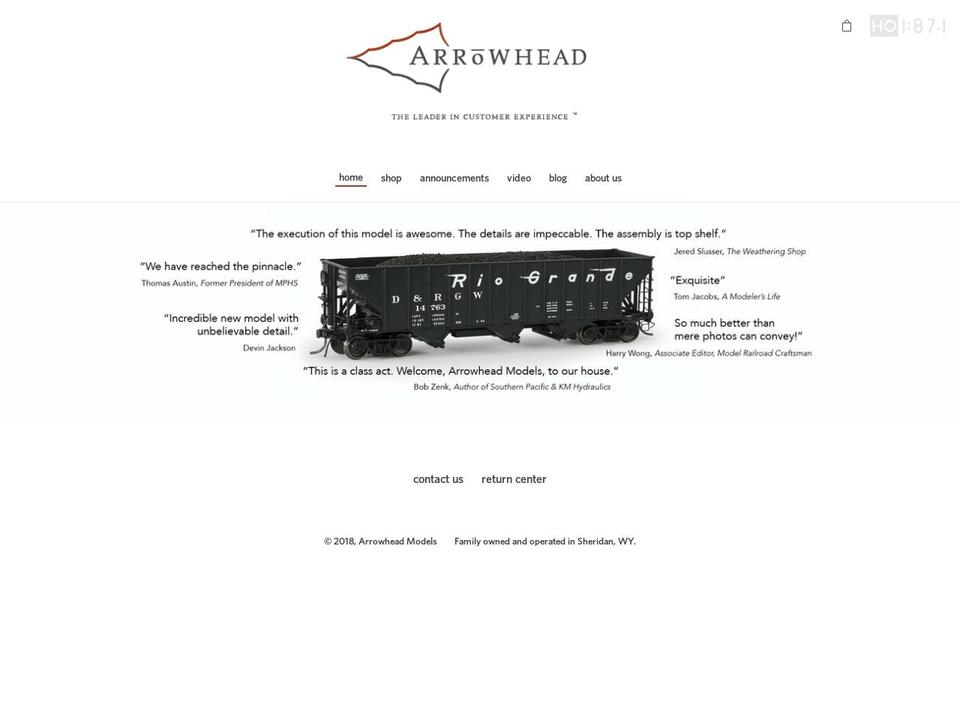 arrowheadmodels.com shopify website screenshot