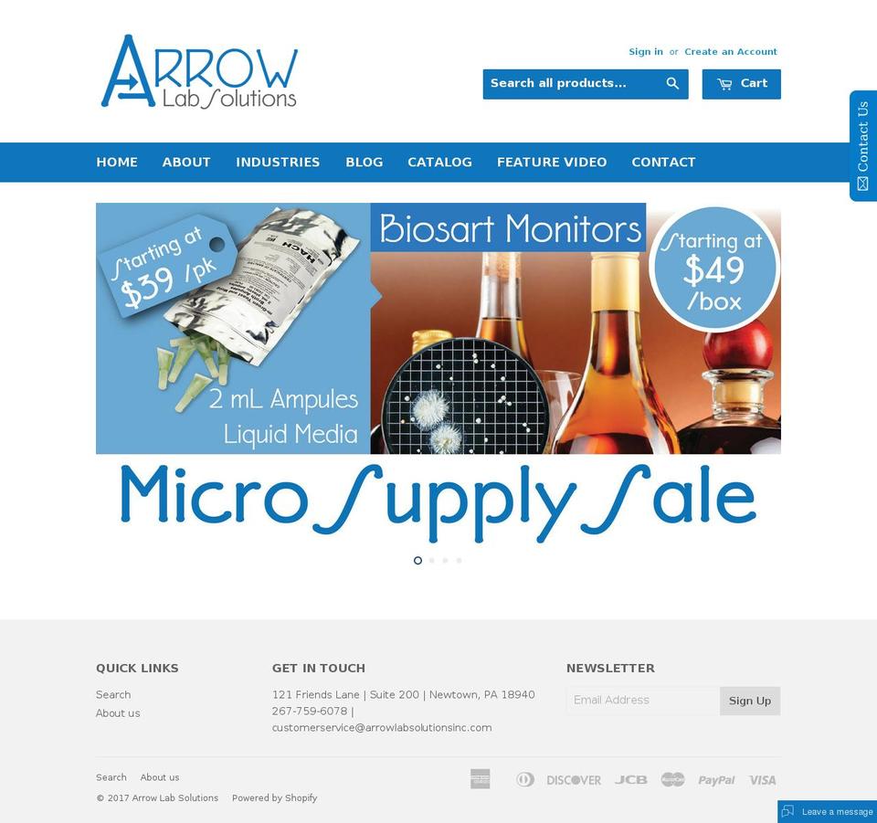arrowlabsolutions.com shopify website screenshot