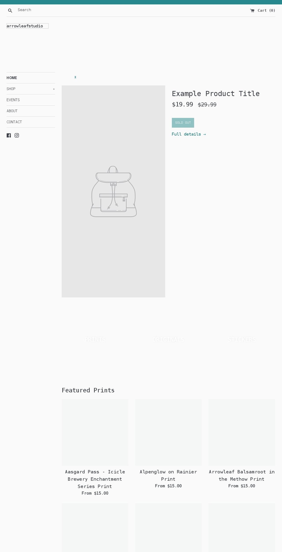 arrowleafstudio.com shopify website screenshot