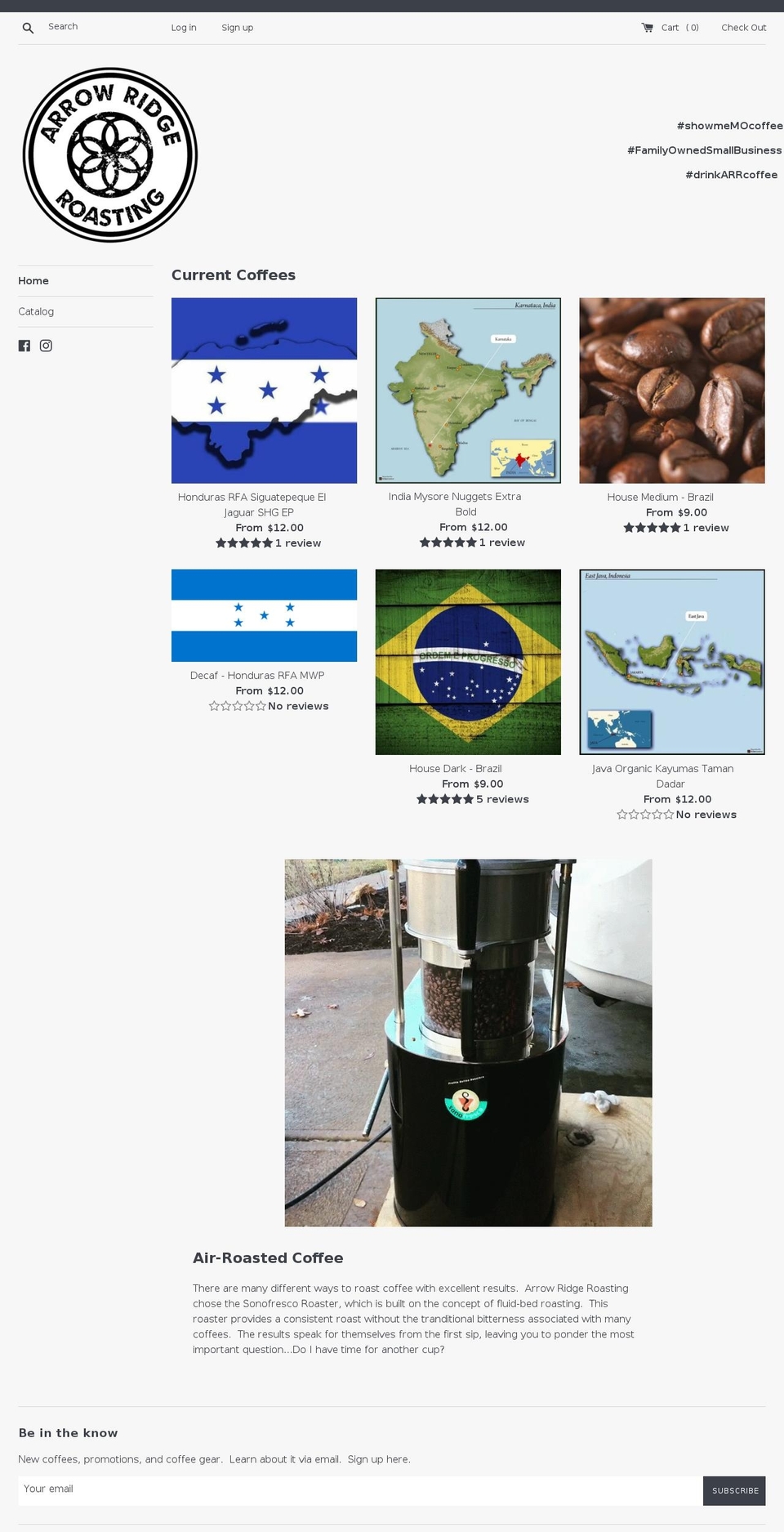 arrowridgeroasting.com shopify website screenshot