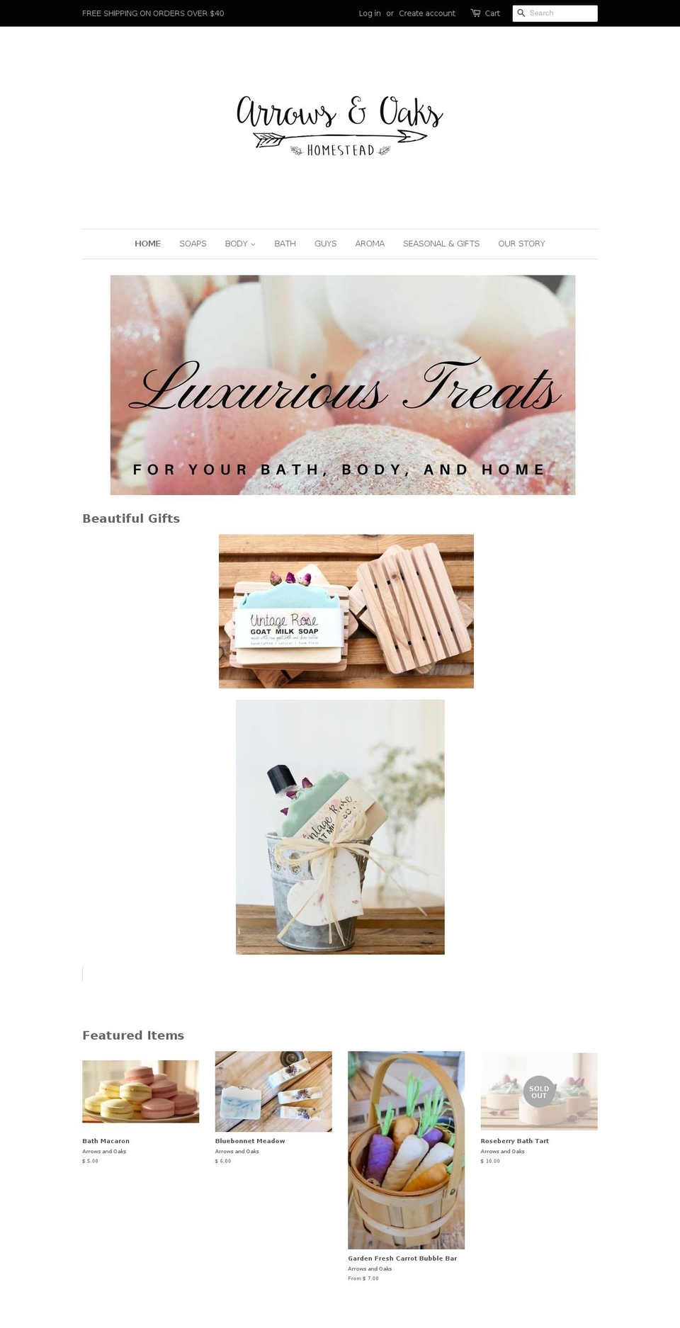 arrowsandoaks.com — Shopify storefront screenshot