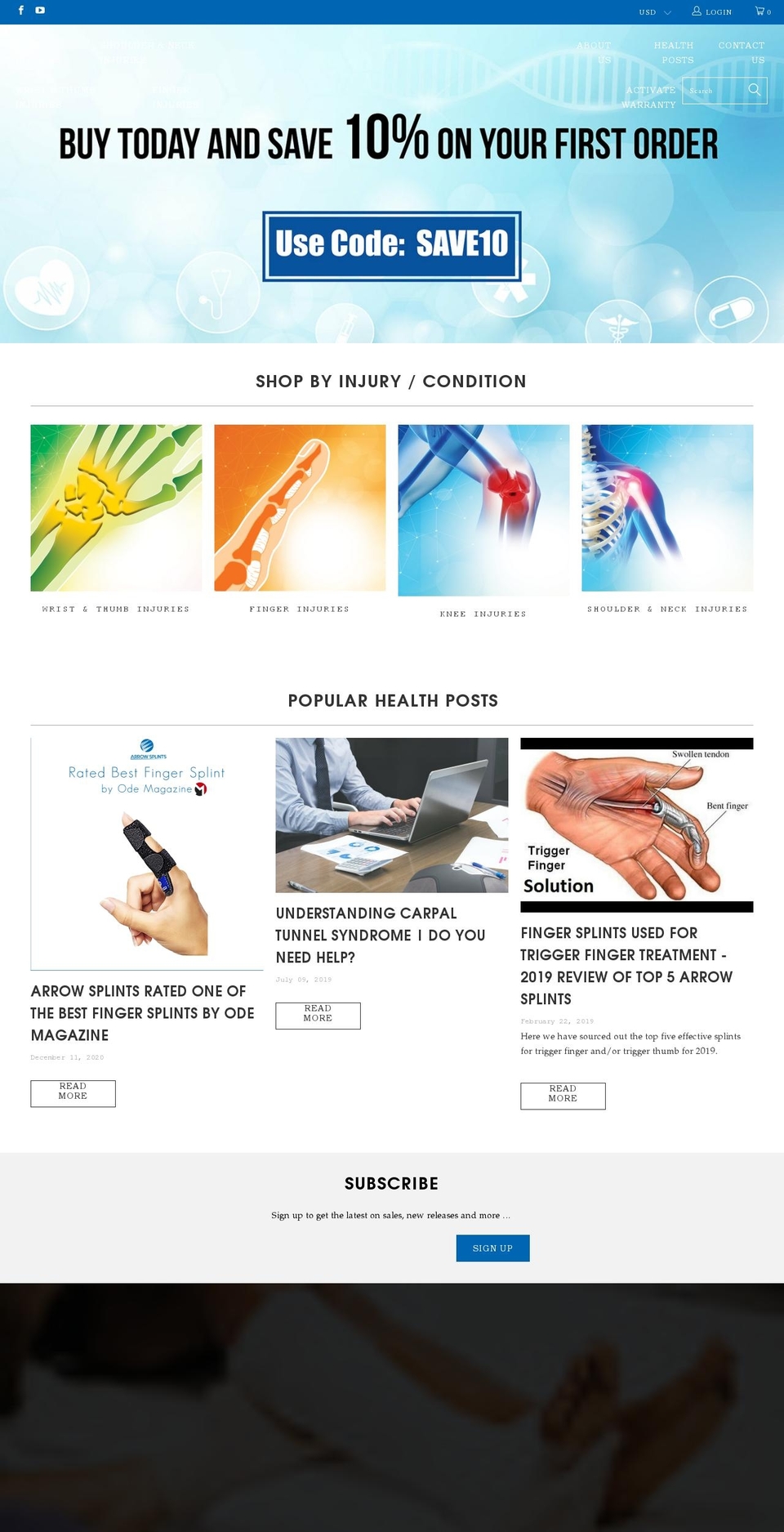 arrowsplints.com — Shopify storefront screenshot