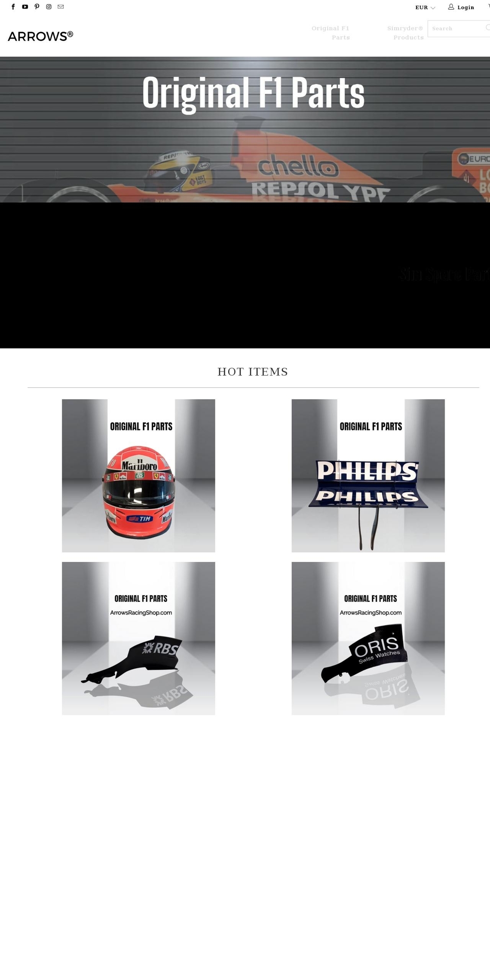 arrowsracingshop.com shopify website screenshot