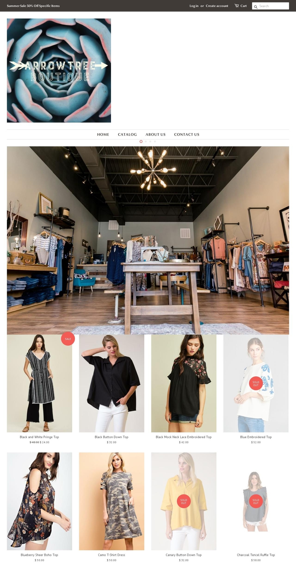 Pop Afterpay edits Shopify theme site example arrowtreeboutique.com