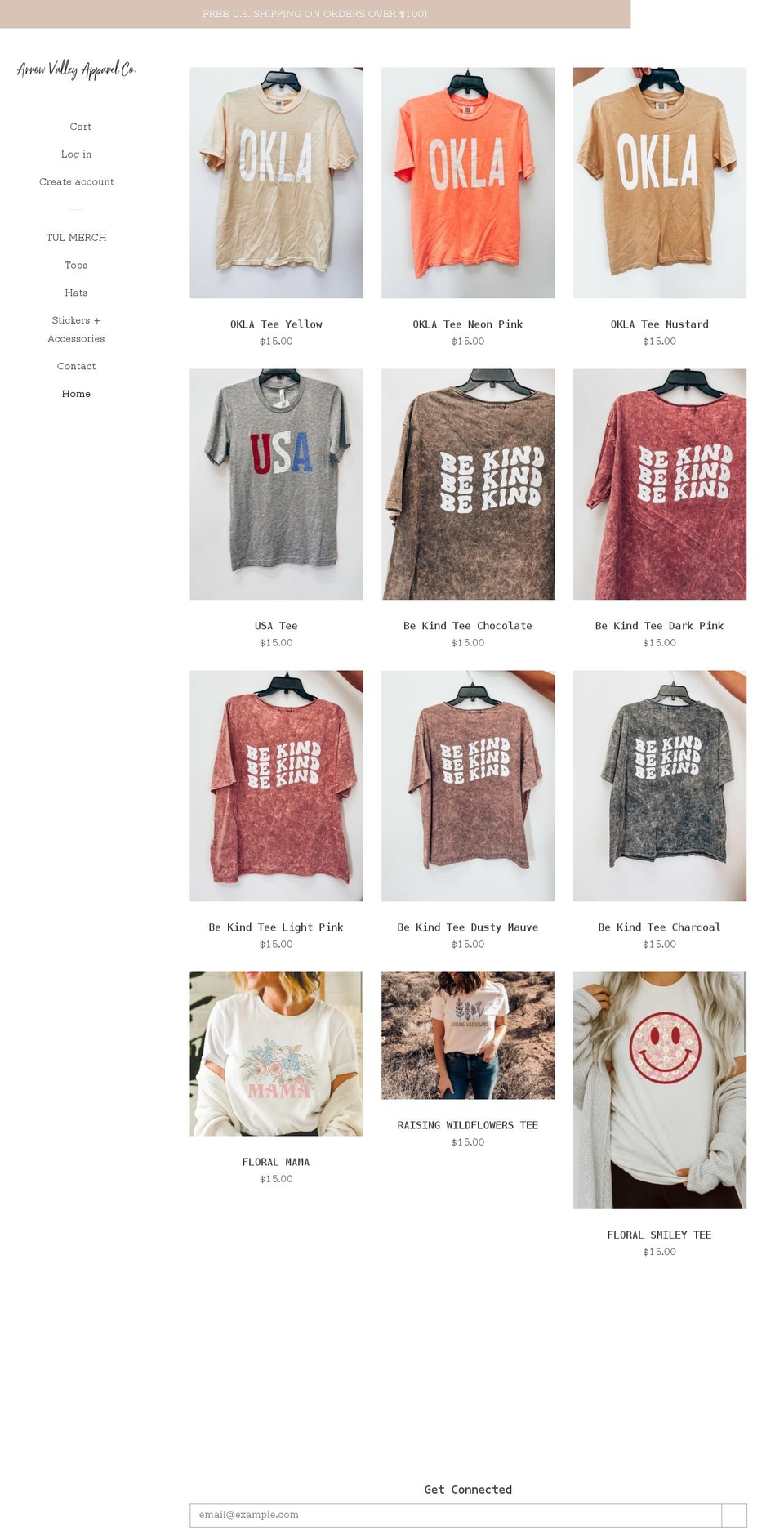 arrowvalleyapparel.com shopify website screenshot