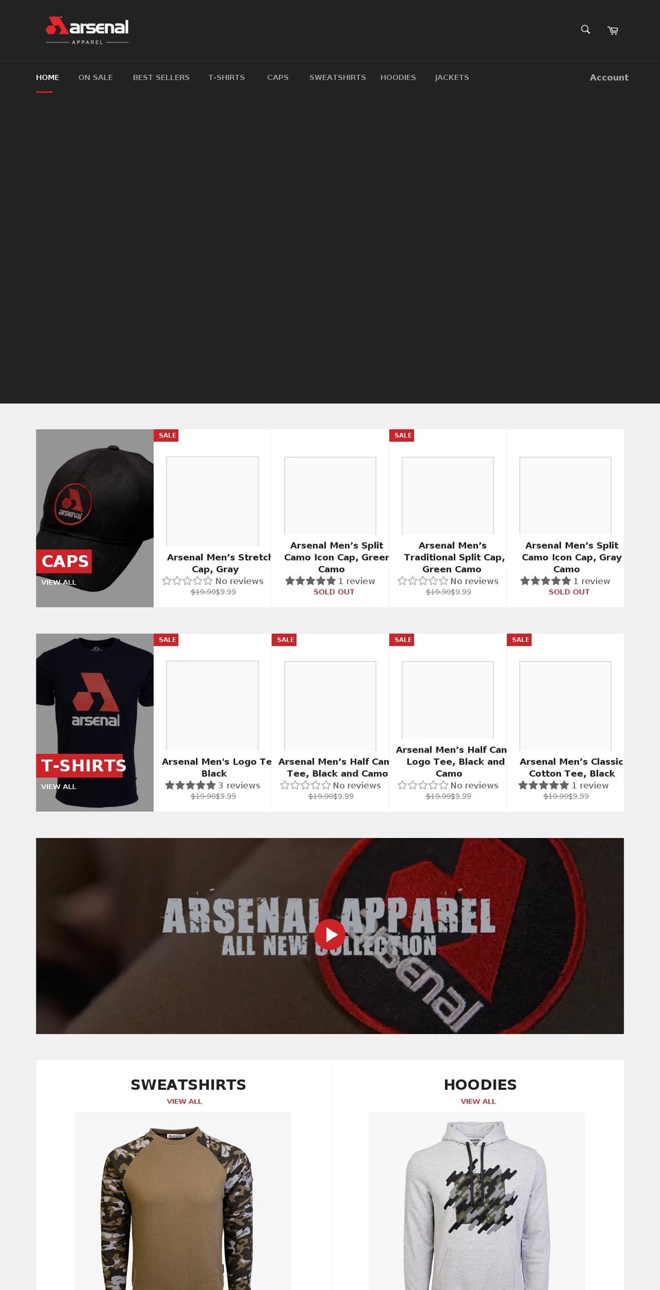arsenal-apparel.com shopify website screenshot