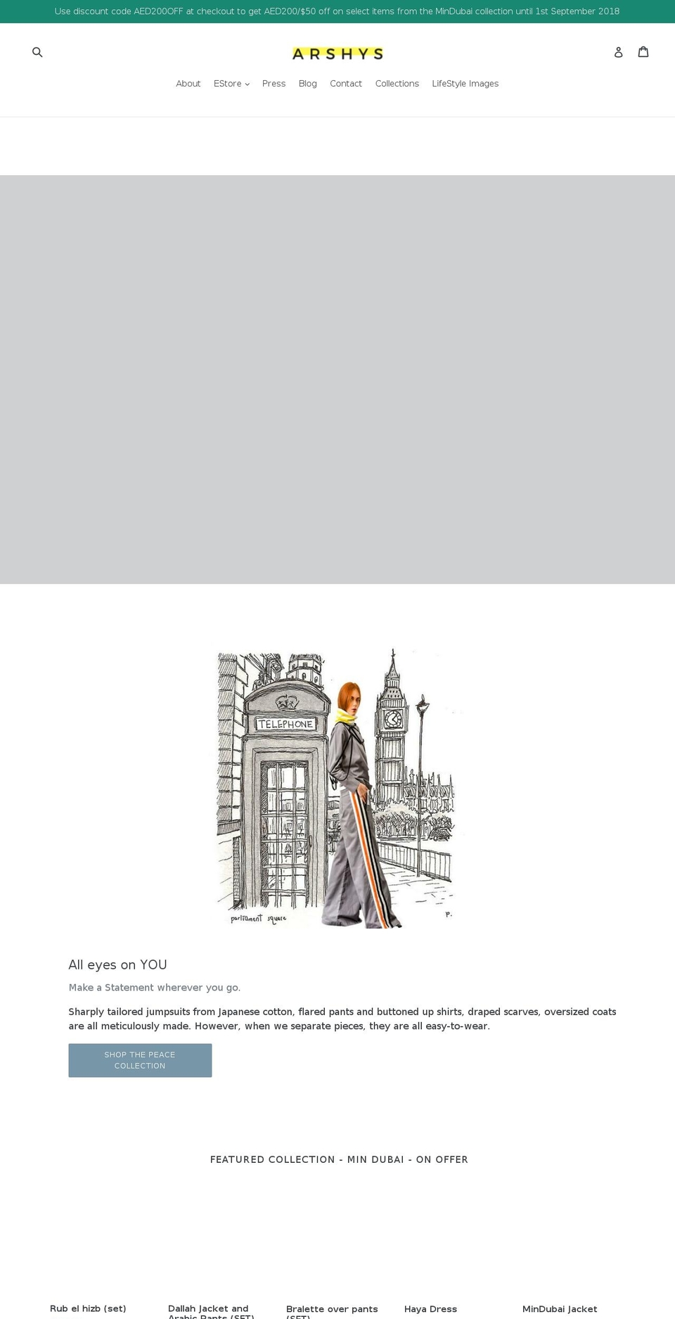 arshys.com — Shopify storefront screenshot