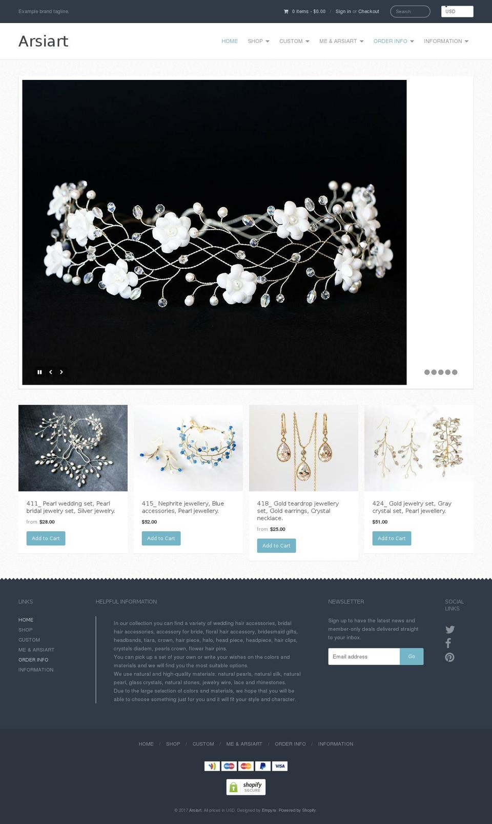arsiart.com shopify website screenshot