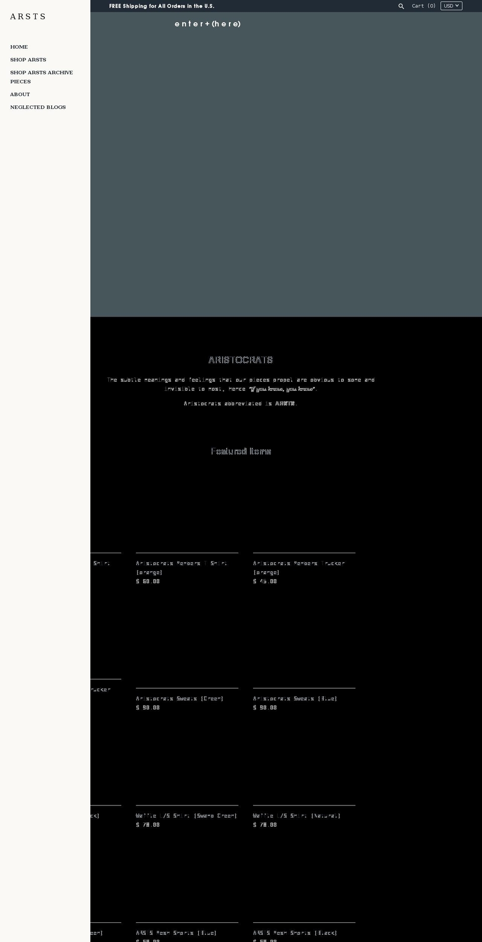 arsts.co shopify website screenshot