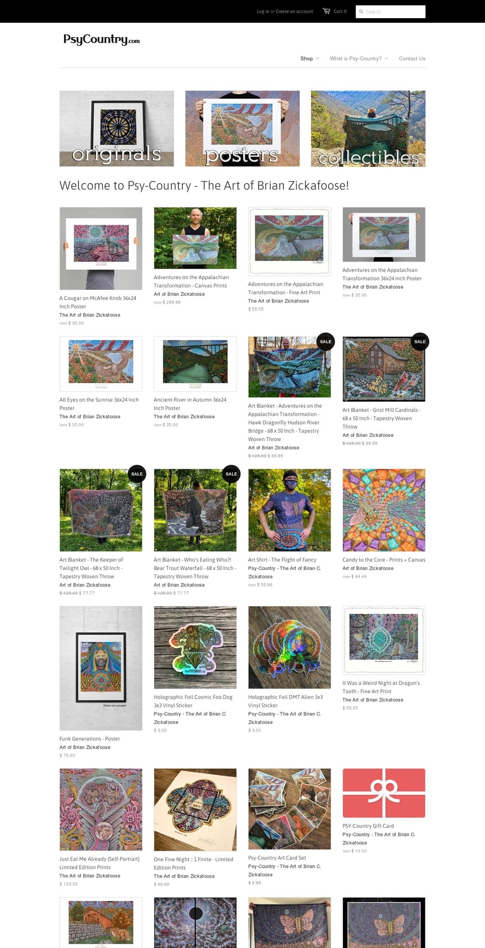 art-of-brian-zickafoose.myshopify.com shopify website screenshot